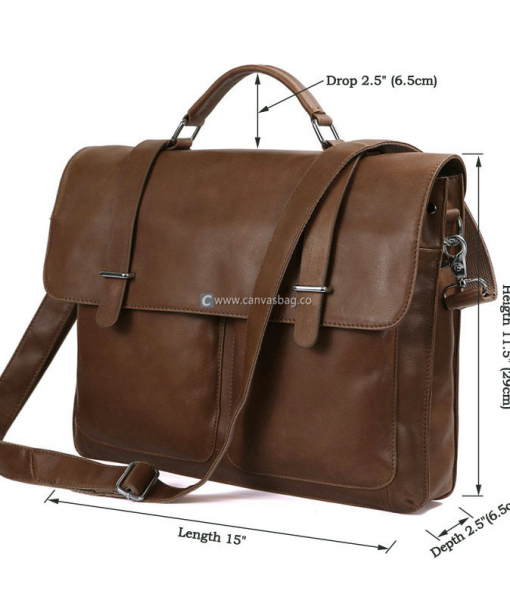 Brown Leather Computer Bag Leather Messenger Bag Canvas Bag Leather