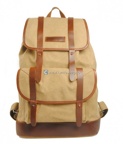 Canvas Hiking Backpack Vintage Backpack Laptop Bag Canvas Bag Leather