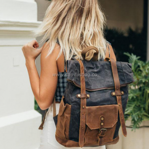 Canvas Rucksack Backpack Travel Rucksacks School Bags - Image 19