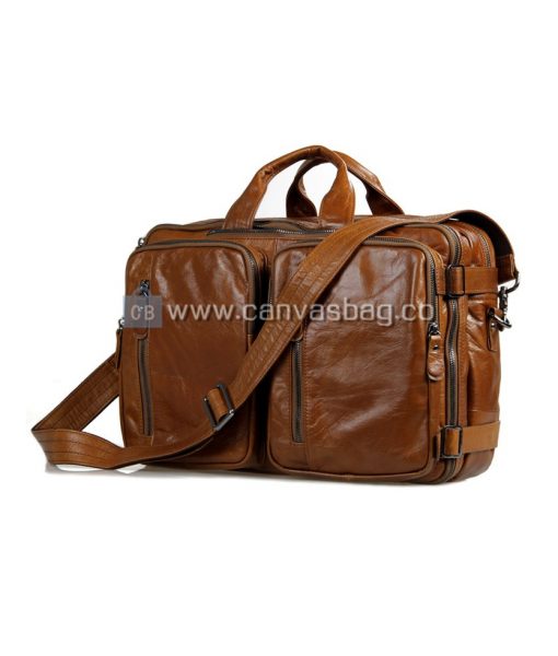 Convertible Backpack Messenger Bag Laptop Backpack Canvas Bag Leather