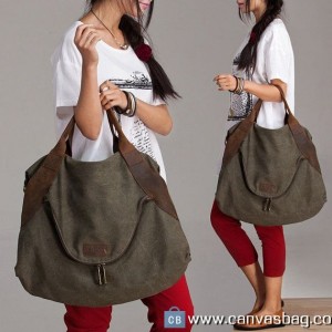 Large Capacity Canvas Leather Shoulder Bag – Versatile Messenger & Laptop Tote