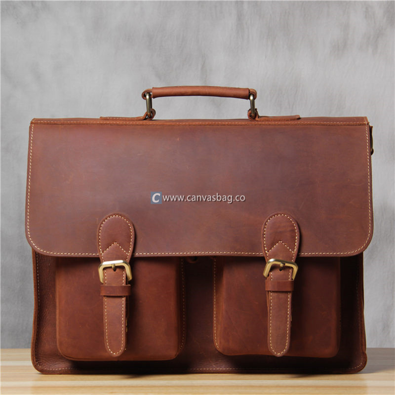 Leather 15 inch Laptop Bag Business Messenger - Canvas Bag Leather Bag CanvasBag.Co