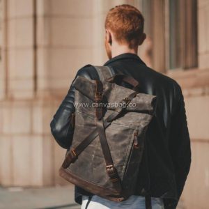 Leather Canvas Backpack