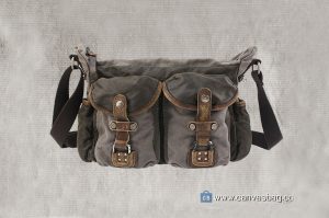 Vintage Leather Canvas Shoulder Bag – Durable Crossbody Satchel for Everyday Use