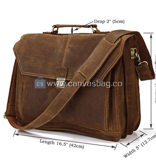 Leather Messenger Bag Metal Elastic Closure Canvas Bag Leather Bag