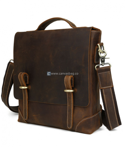 Leather Messenger Bag Small Leather Shoulder Bag Canvas Bag Leather