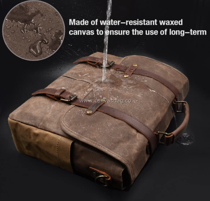 Classic Waxed Canvas Messenger Bag Mens Laptop Briefcase Cross Body Bag  Courier Bag Canvas Leather Satchel Bag Christmas Gift Ideas 